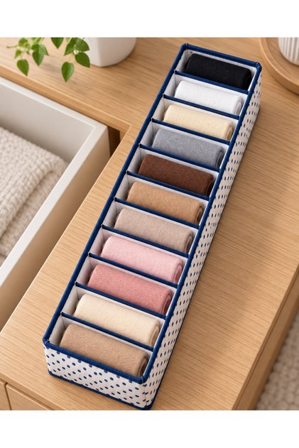 2’li Çekmece İçi Düzenleyici Organizer 11 x 40 x 11 cm Çorap İç Çamaşırı Dolap Düzenleme Kutusu