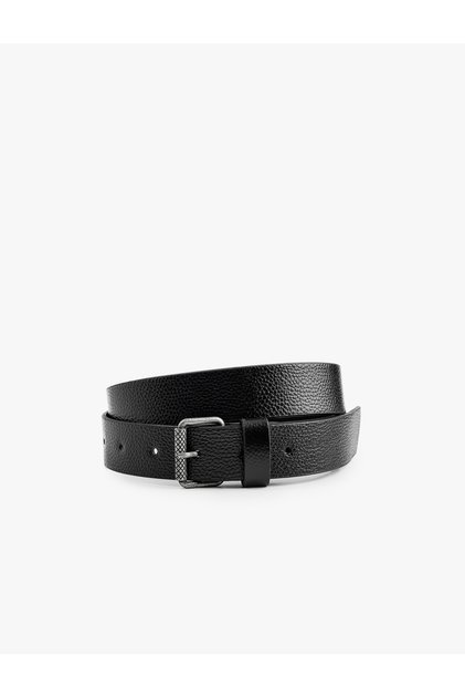 Faux Leather Belt with Metal Buckle