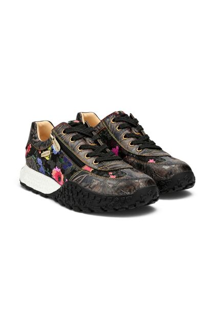 Adidași de damă EVITAO 97, Negru, Piele și Textil, Detalii florale, Mărimea 38