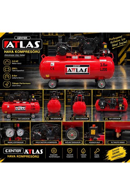 ZJ 30200 V Hava Kompresörü 200LT | 8 Bar 3HP Motor Gücü