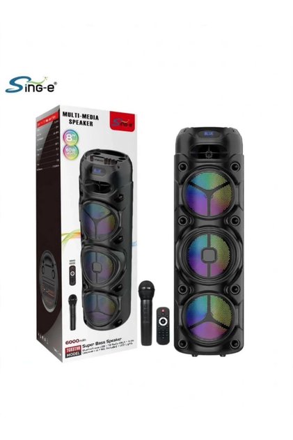 سماعة بلوتوث عملاقة Sing-e تربل 8 انش سوبر بيس 6000mAh مع مايك وريموت