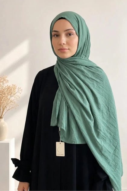 Plain Color Cotton Soft Shawl Green Color