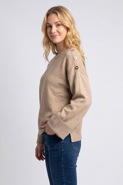 Button Detailed Beige Women's Sweater 26K0039K1