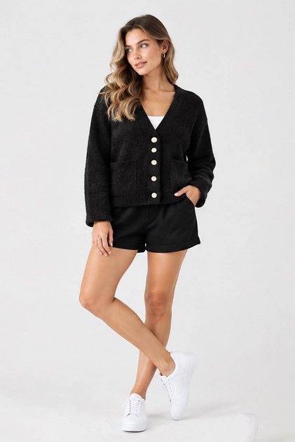 Button Detailed Black Women's Cardigan 26K0203K1