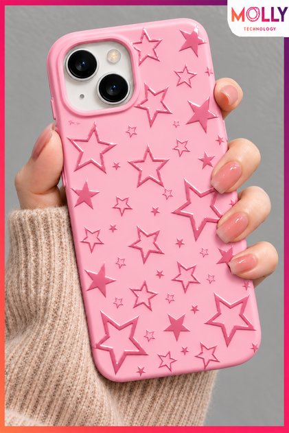 Cotton Candy Glossy Star Pattern Silicone Case for iPhone 13/14