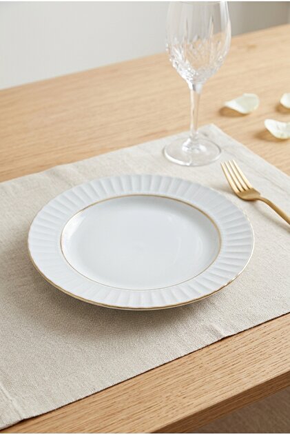 Luxeglaze 19 cm Porcelain Gold Gilded Deep Dinner Plate - 6 Pieces