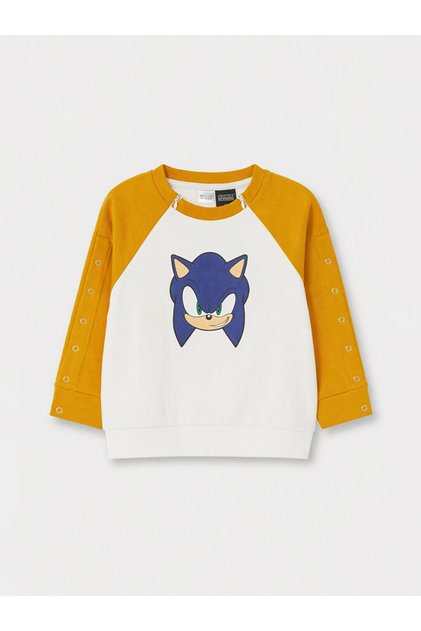White Easy-To-Wear Sonic Printed Boys' Sweatshirt