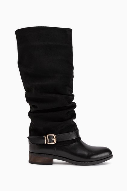 Raine Black Suede Bellows Buckle Women's Boots