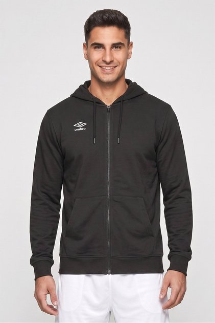 Men Sportswear Fit Brand Logo Outdoor Hoodie, Black
