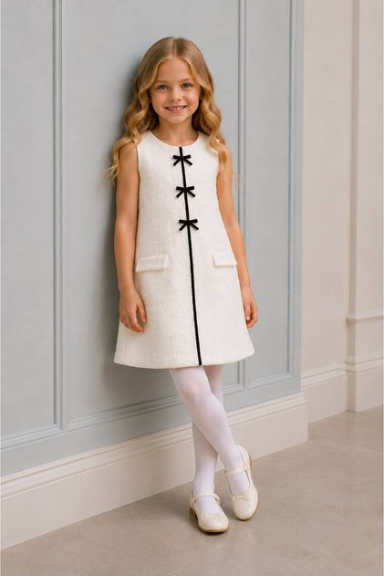 Girls' Dress with Pockets and Straps, Ages 2-9