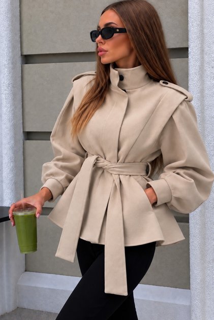 Lorven Oversize Dik Yaka Taş Viral Kadın Kaşe Kaban Ceket