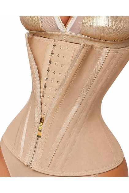 Women's High Waist Front Zipper Adjustable Closure Compression Girdle - Beige for Tummy and Waist Support