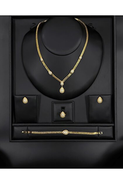 Luxury Gold Accessories Set with Pear Charm