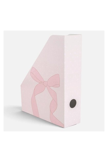 Suport pentru Reviste si Acte din Carton Roz cu Funda 24x7,5x29,5cm