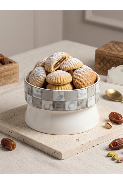Luxury Bone China (19cm X 11cm) Tall Serving Bowl - Arabic Letter Patterns