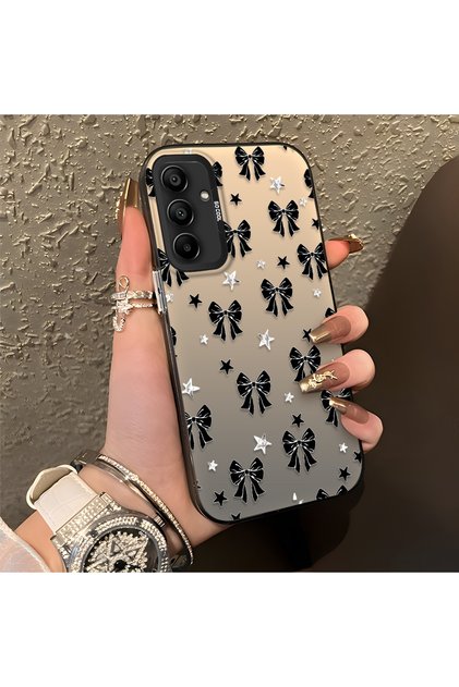 Samsung Galaxy A15 4G/5G Compatible Stylish Black Bow Full Print Case, Fingerprint Resistant