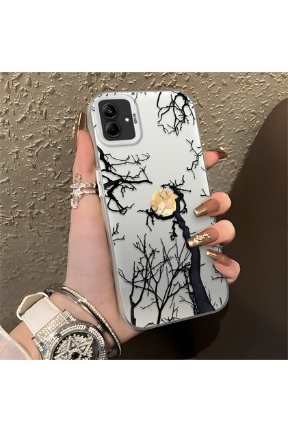 Samsung Galaxy A03/A04E/A04 Compatible Dry Tree and Full Moon Art Case, Shock Absorbing Structure