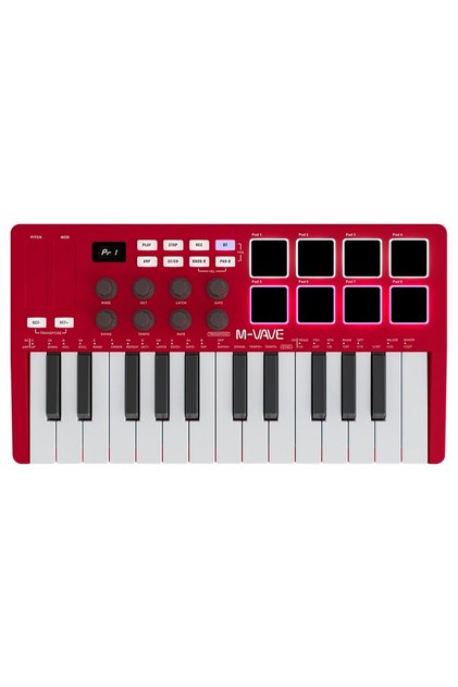 SMK-25 25 Tuşlu Kablosuz Şarjlı MIDI Klavye (Kırmızı)