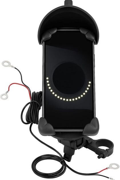 Mobile Phone Holder with USB Charging Port – Motorcycle & Electric Scooter Handlebar Mount, Waterproof, Adjustable, Shockproof, Secure Grip for Smartphones