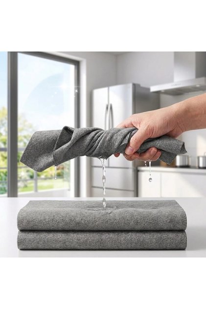 Set 3 Lavete Magice, Microfibra Absorbanta si Reutilizabila, Fara Scame, 30x28 cm, Gri