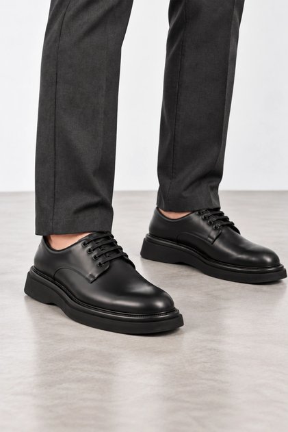 Savio Men's Genuine Leather Classic Shoes - Black