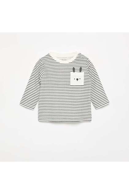 Striped Long-Sleeve Jersey T-Shirt Grey