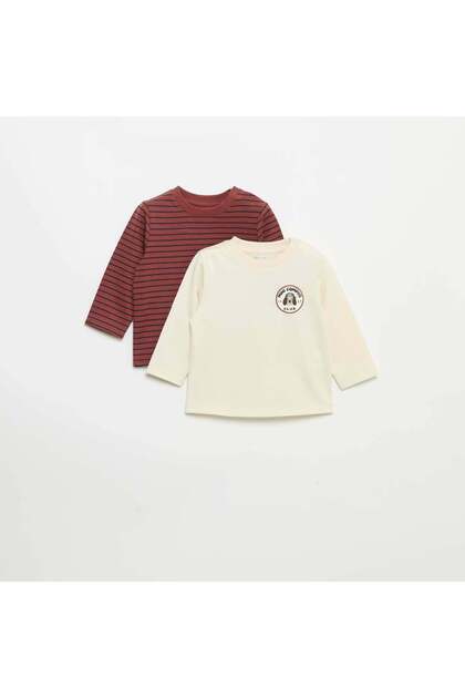 Pack Of 2 Long-Sleeved T-Shirts Brown