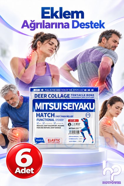 Hızlı Etkili Eklem ve Kas Ağrı Giderici Geyik Kolajeni Yakı Bandı 6'lı Mitsui Seiyaku