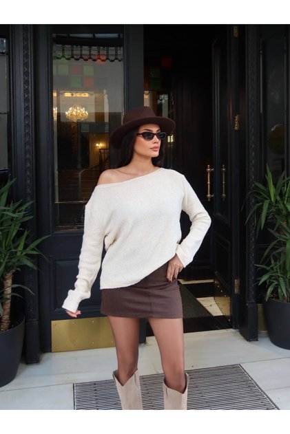 Women's Sequin Detailed Off-Shoulder New Season Knitwear Sweater