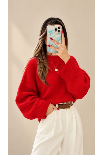Soft Women's Soft Textured Oversize Knitwear Sweater