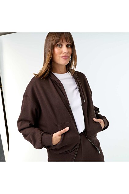 Basic Lightweight French Terry Sweatshirt Brown