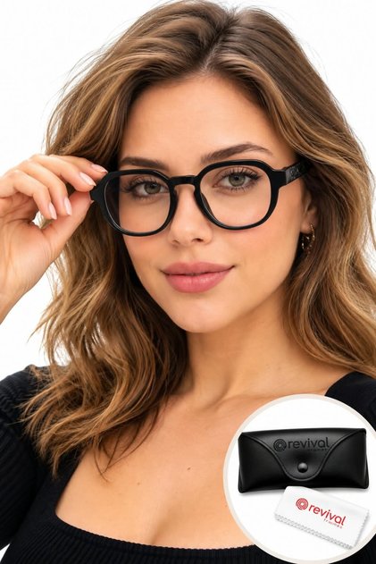 Black Unisex Retro Modern Thick Glasses with Blue Light Filter