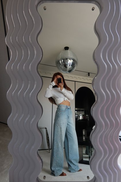 Stone Printed Baggy Jeans