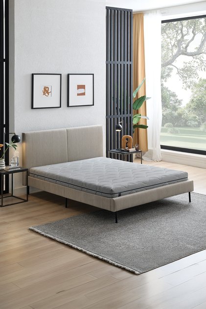 Optimum Flex Yatak, Savana Başlıklı Karyola 3'lü Set - Bej