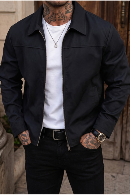 Men's Lined Seasonal Jacket Wide Cut Polyester Fabric