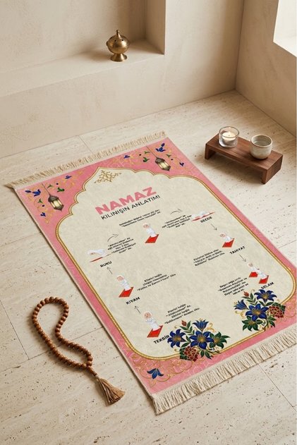 Eğitici Seccade – Namaz Öğreten Seccade,Namaz Kılmayı Kolaylaştıran Öğretici Seccade Namazlık 75*120