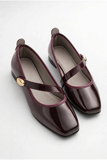 Patent Leather Mary Jane Ballet Flats Stylish Buckle Orthopedic Sole Casual Shoes