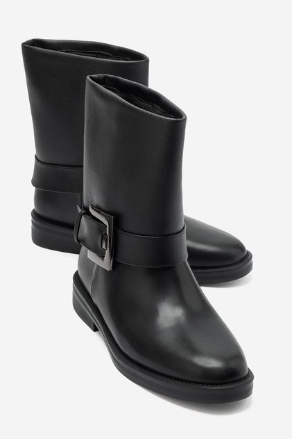 Davie Black Buckle Women's Boots