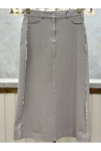 SZ-5442-T Taş Renk Yanları Püsküllü Canvas Etek
