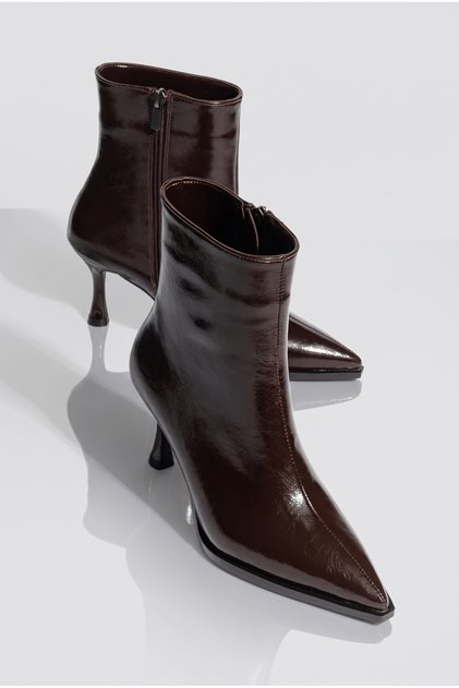 Pointed Toe Thin Heeled Women's Leather Boots