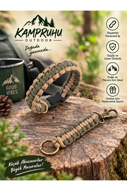 Kampruhu Outdoor Bileklik ve Anahtarlık Seti 2’li Kamp Outdoor Doğa Aksesuarı