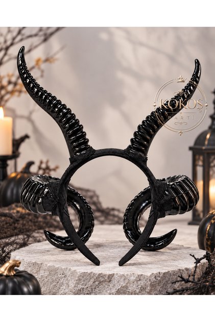 Halloween Şeytan Boynuzlu Malefiz Tacı ● Cadılar Bayramı Gotik Antilop Boynuzu Taç ● Yetişkin
