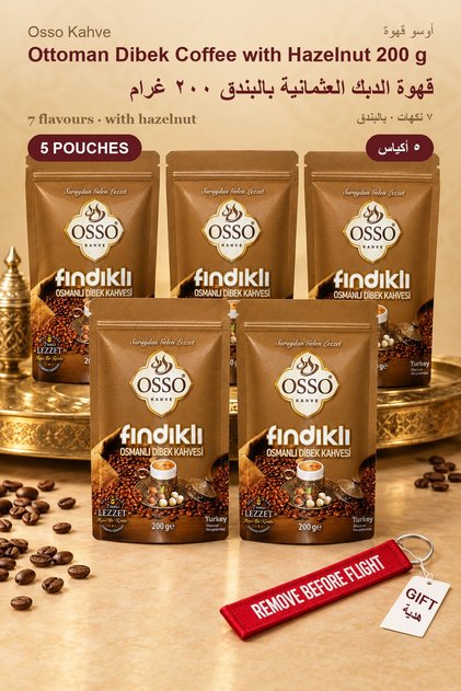 Osso Ottoman Dibek Coffee with Hazelnut 200 g X 5 Pouches