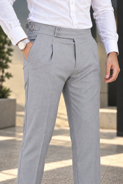 Old Money Pleated Stretch Fabric Trousers
