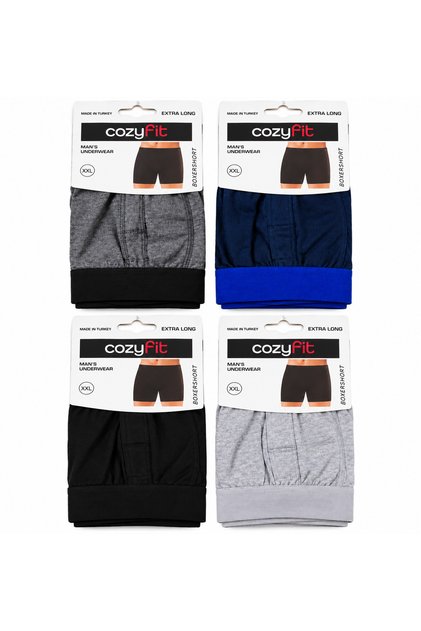 بوكسر رجالي تركي 5 حبات 95 % قطن CozyFit طويل ومريح – 4 ألوان