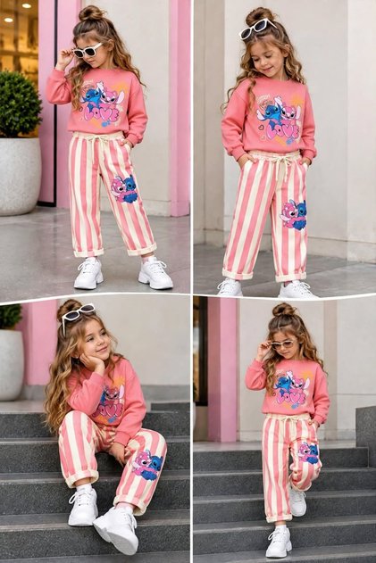 Girls' Fall Cotton Sweatshirt and Pants Set 3-10 Years