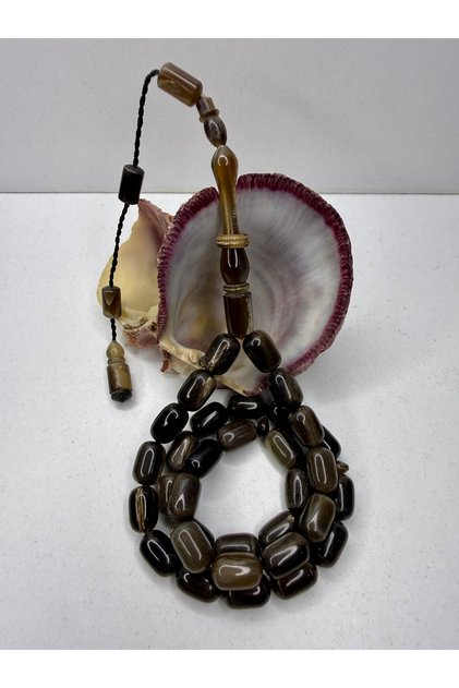 7.7 /11.9 mm Capsule Cut Buffalo Horn Prayer Beads