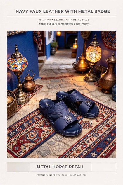صنادل رجالية للمناطق الساحلية – نعل سميك 4 سم مع ارتفاع ثابت – الجزء العلوي من الجلد الصناعي مع مشبك مربع وتفاصيل مزخرفة – سهلة الارتداء للمشي في المدينة