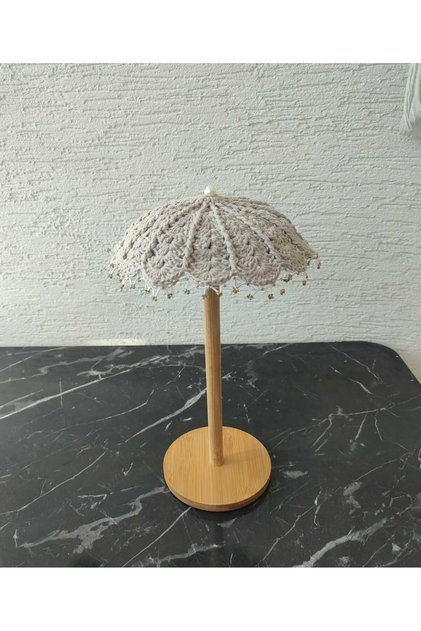 Masaüstü El Yapımı Bej Örgü Dekoratif Ahşap Sunum Bali Şemsiyesi Pinterest Dekor Şemsiye