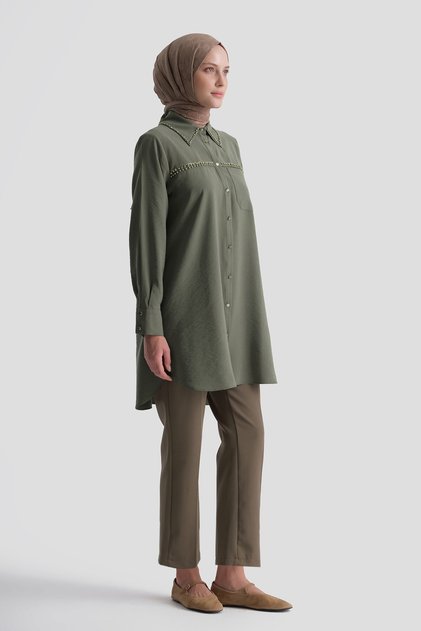 Elastic detailed carrot pants milky coffee